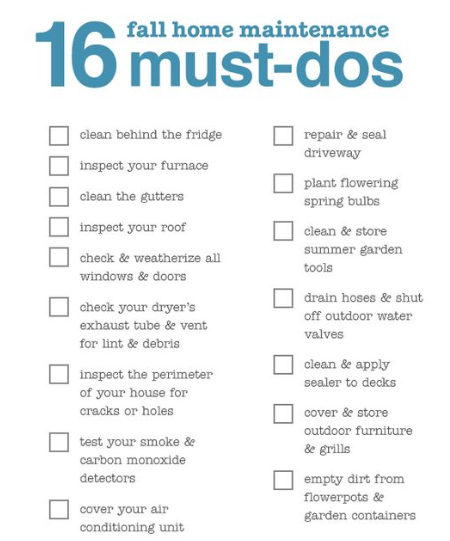 Fall Home inspection Check List